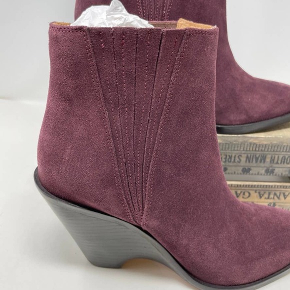 Seychelles Park Suede Wedge Bootie In Purple Size 8 New - Picture 8 of 14